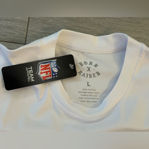 Men's BORN X RAISED Las Vegas Raiders Smoke Rocker Tee T-Shirt White Sz L Large - Picture 3 of 8